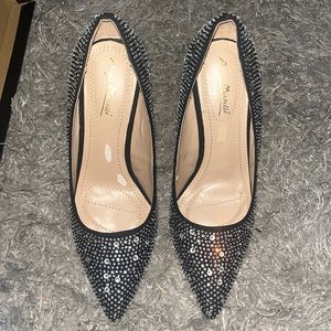 Style no: condition-45 black Bedazzled Pumps, Closed-Pointed Toe, Thin Heel 4.5"
